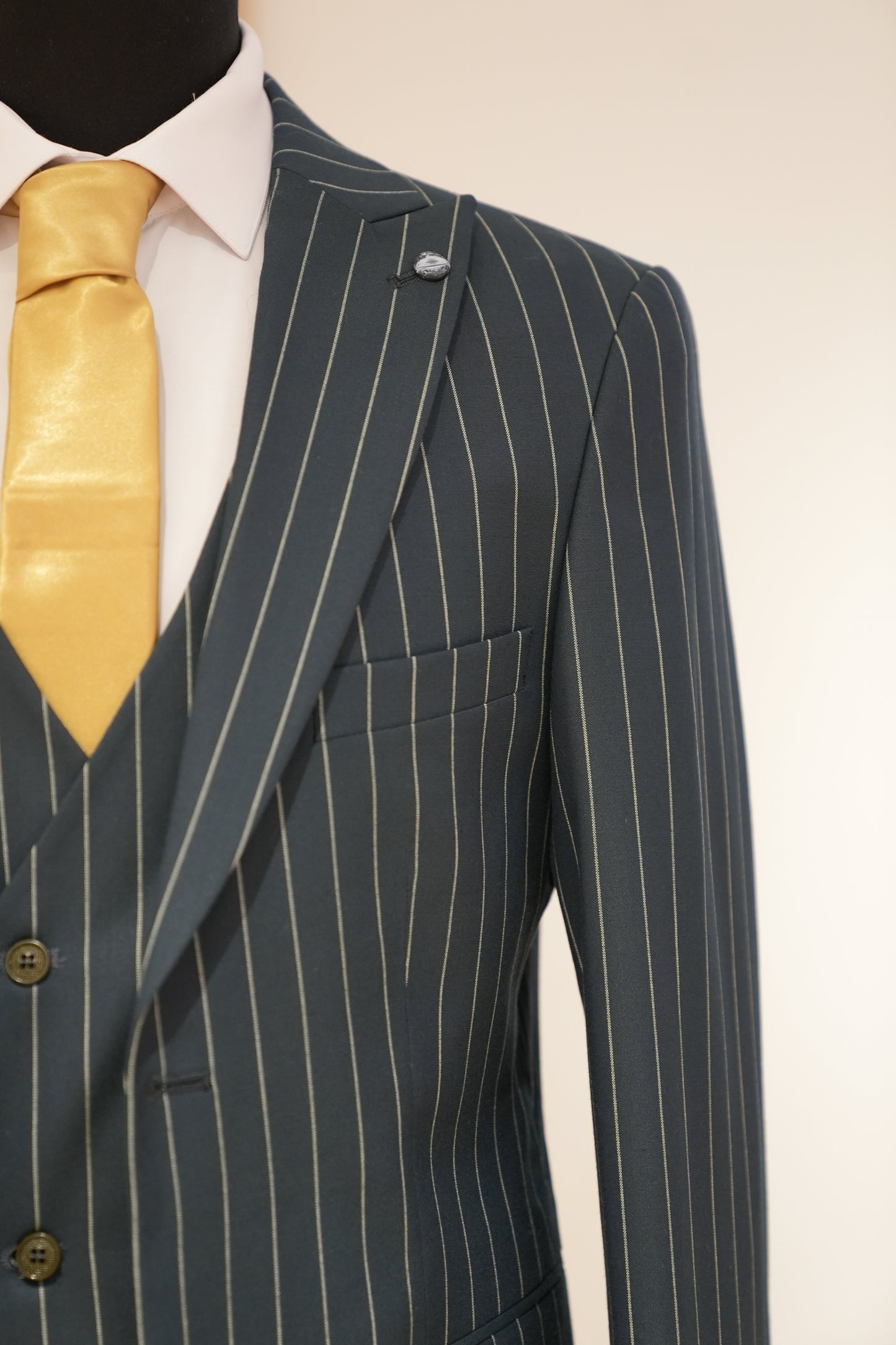 STRIPE DARK GREEN SLIM SUIT