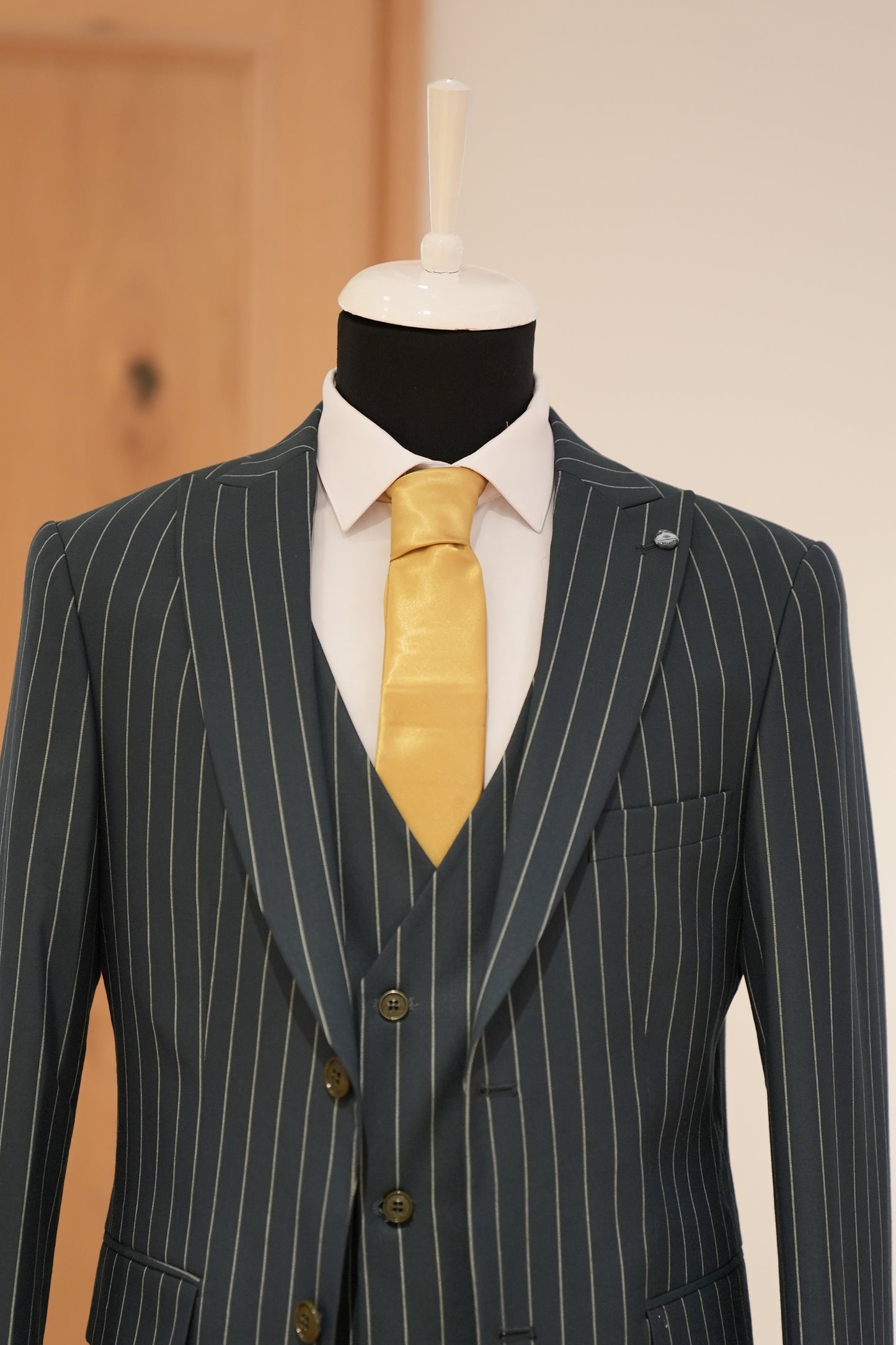 STRIPE DARK GREEN SLIM SUIT