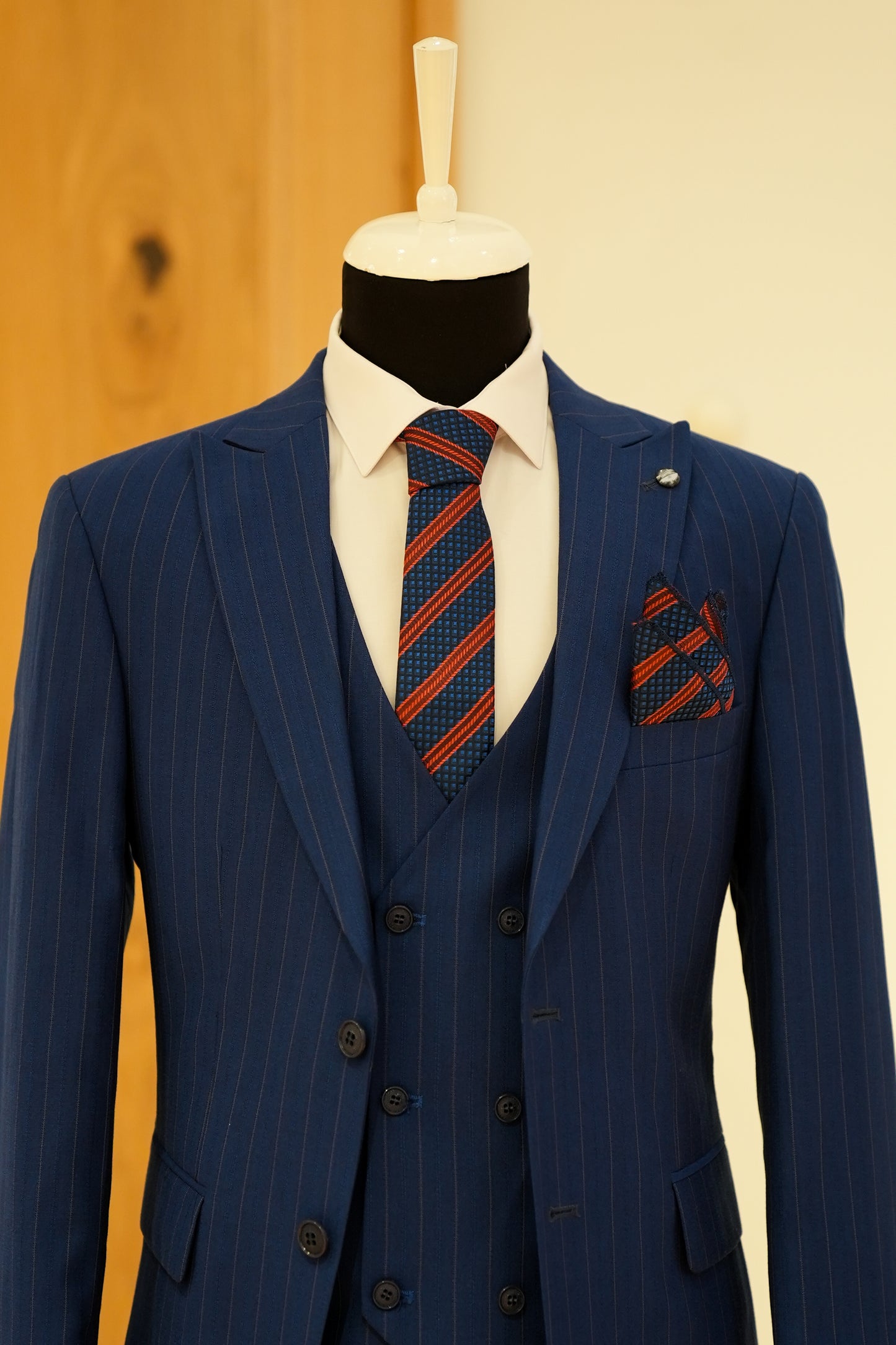 STRIPE NAVY BLUE SLIM SUIT