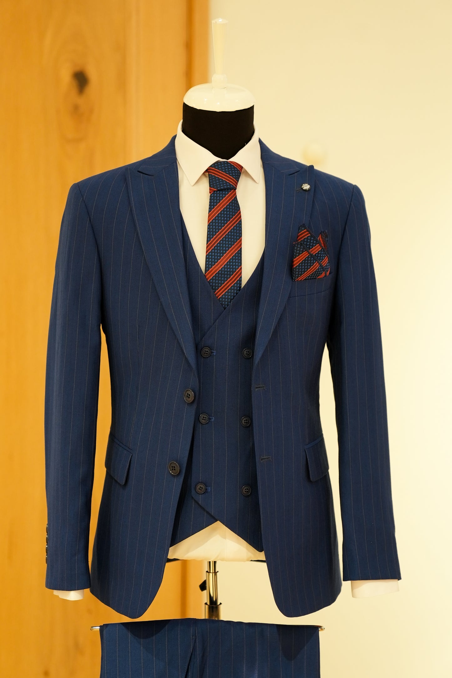 STRIPE NAVY BLUE SLIM SUIT