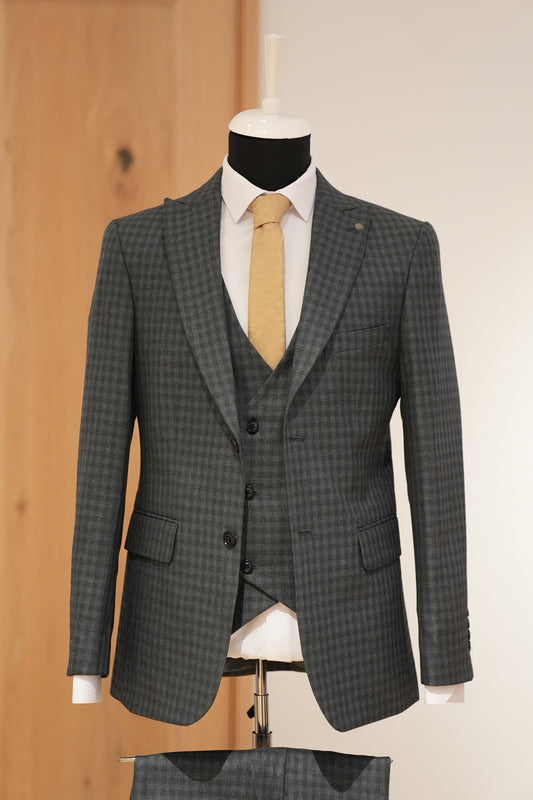 DARK GREEN CHECKED SLIM SUIT