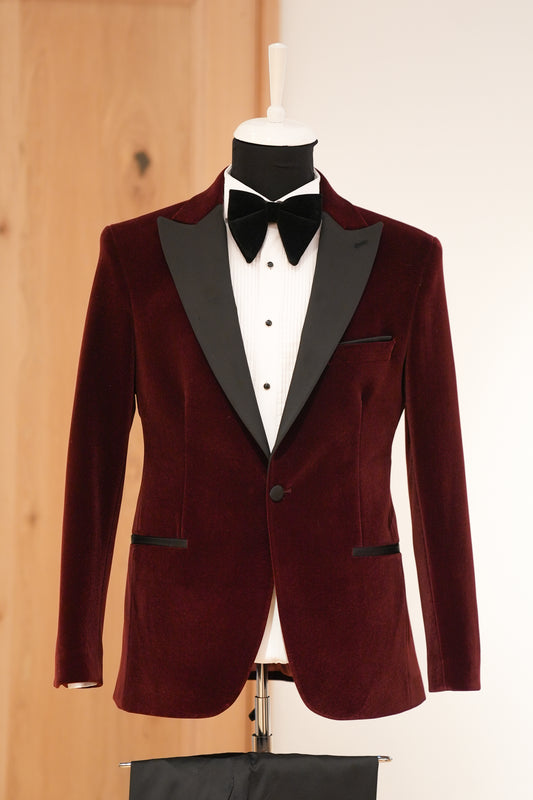 VELVET MAROON TUXEDO SUIT