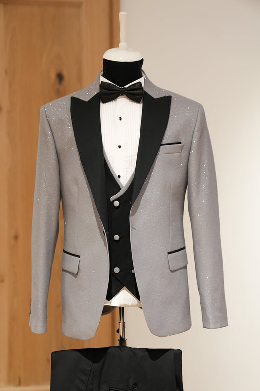 SPARKLE GRAY TUXEDO SUIT